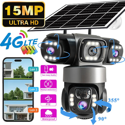 Caméra Solaire 4G PTZ Triple Objectif Détection Humaine