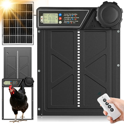 Porte Automatique de Poulailler Solaire Noire avec Minuterie