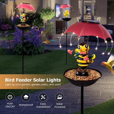 Mangeoire Solaire à Oiseaux en Métal Étanche avec LED