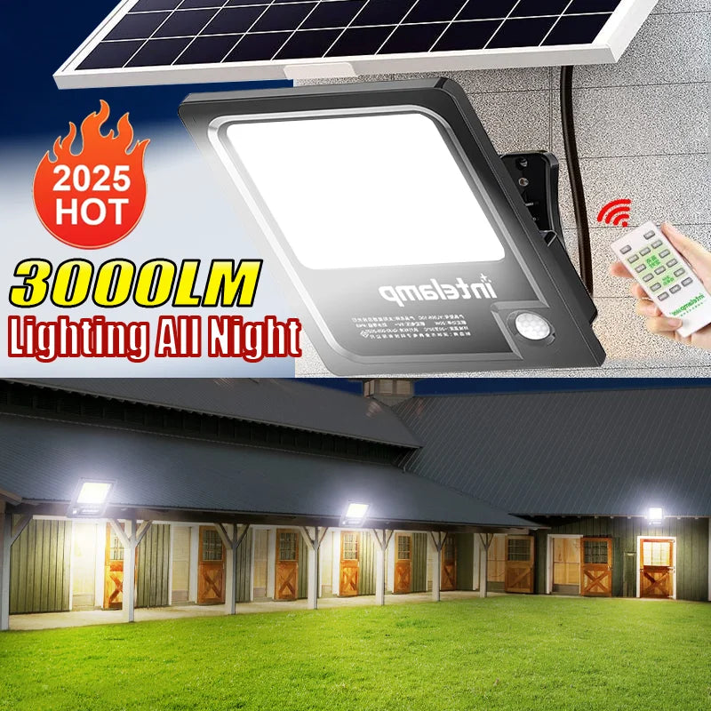 Lampe solaire murale 3000lm extérieure étanche IP65 avec capteur
