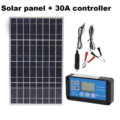 Kit Panneau Solaire Portable 60A avec Régulateur et USB