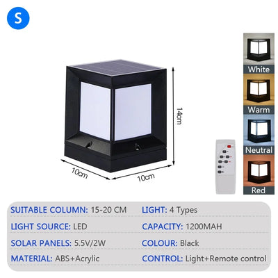 Lampe Solaire de Pilier LED avec Télécommande