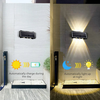Applique Murale Solaire Extérieur Éclairage Haut et Bas Blanc Chaud Étanche