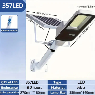 Réverbère Solaire 357 LED 6500K Détecteur Mouvement IP65