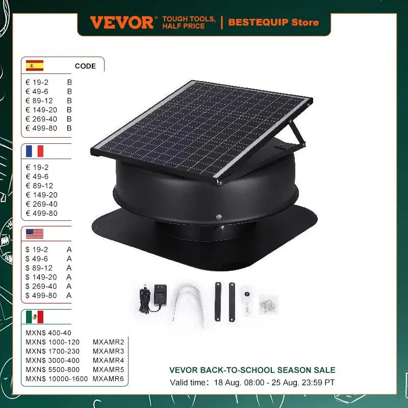 Ventilateur Solaire de Toit pour Grenier 40W – vue de face de l'appareil