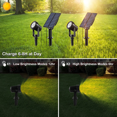 Projecteur Solaire Aluminium Anti-Rouille Jardin Chemin IP65