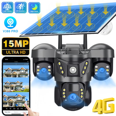 Caméra de Surveillance Solaire 4G Triple Objectif