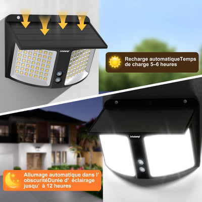 Lampadaire Solaire Détecteur Radar 3 Couleurs Dimmable IP65