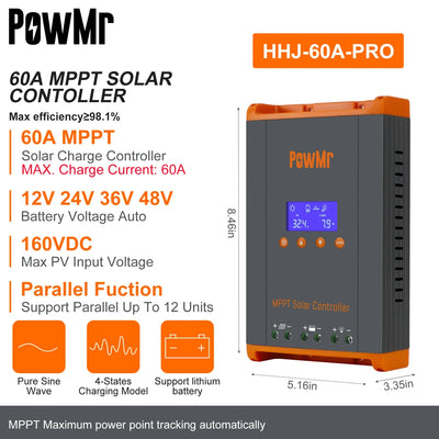 Régulateur Solaire MPPT 60A 12V 24V 48V - vue 7