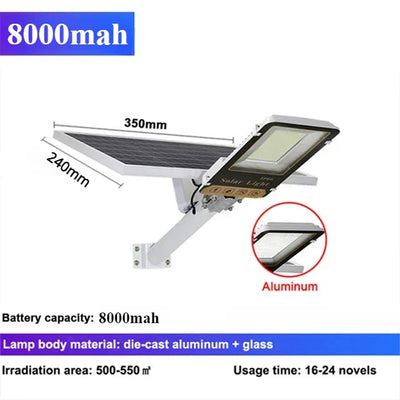 Lampadaire Solaire Aluminium 8000mAh Étanche Extérieur