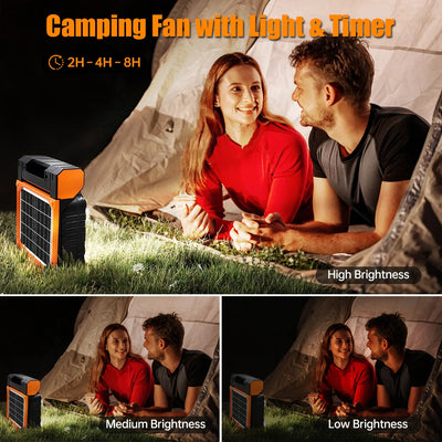Ventilateur de Camping Solaire avec Lanterne LED Portable