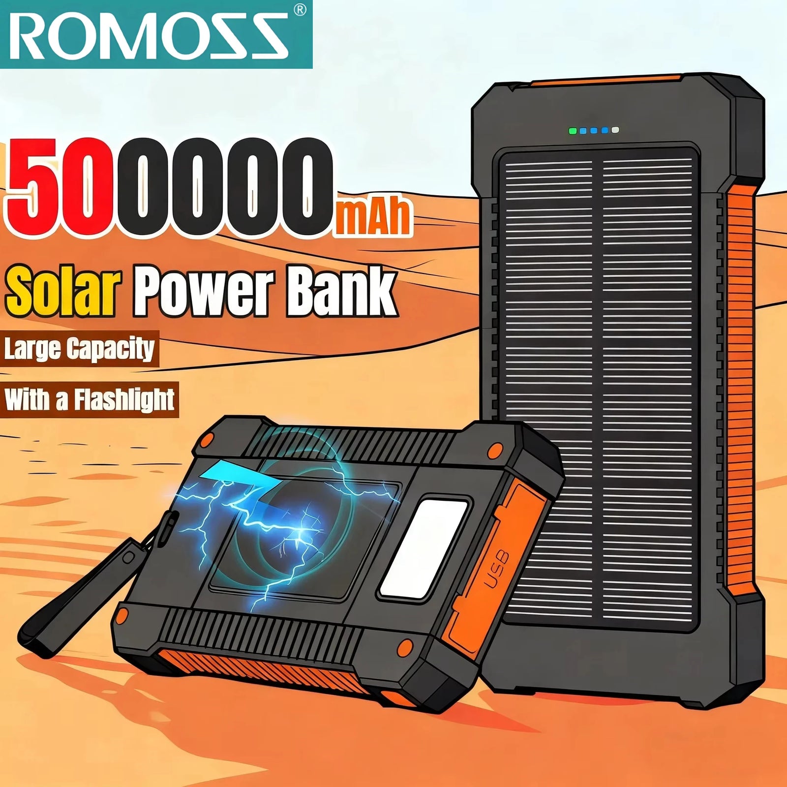 Power Bank Solaire 50000mAh Charge Super Rapide