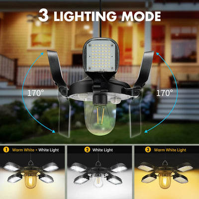Lampe Solaire de Grange 192 LED Double Détecteur 1000lm Suspendue