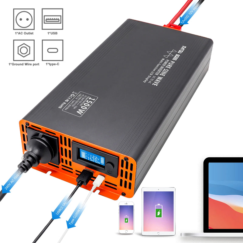 Convertisseur Solaire Onde Pure 1500W LCD