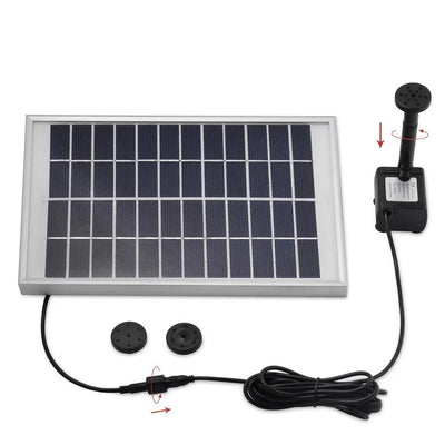 Fontaine Solaire 5 W 250 L/h à 4 Buses pour Étang et Bassin