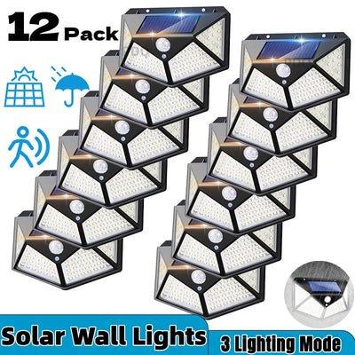 Lampe Solaire Extérieur Détecteur de Mouvement 100 LED Murale