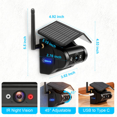 Caméra de Recul Solaire WiFi 1080P IP68 Camion et Camping-Car