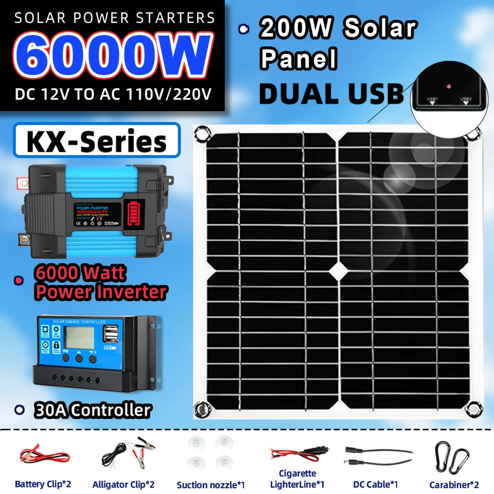 Kit Solaire Hors Réseau 6000W Panneau 200W Voiture
