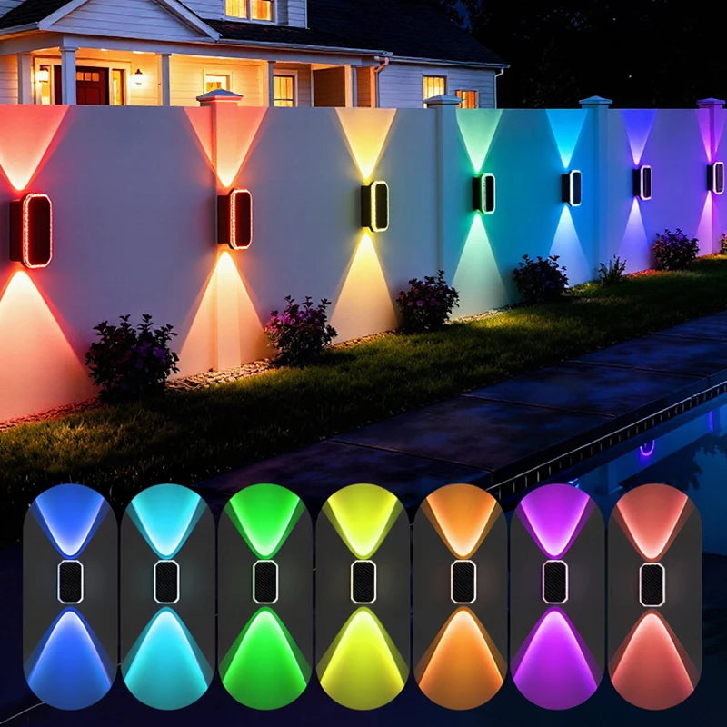Applique solaire murale RGB multicolore pour jardin