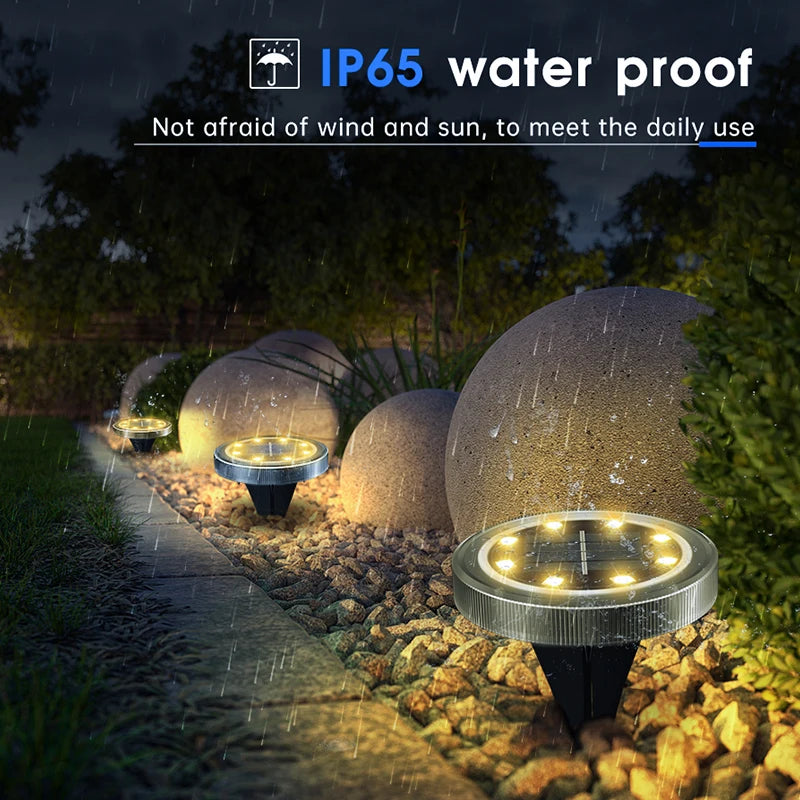 Spot solaire LED à disque antidérapant étanche IP65 pour jardin