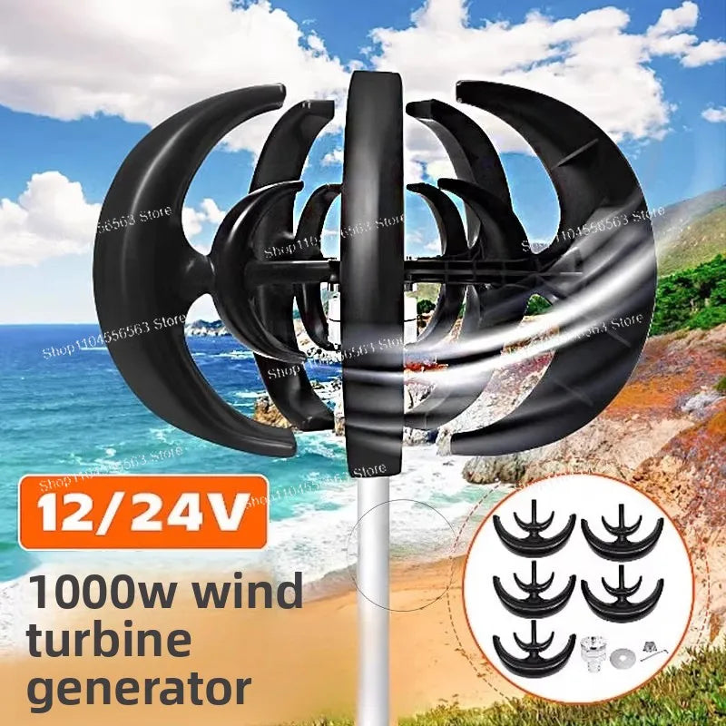 Éolienne Verticale 1000W VAWT 12V 24V Hors Réseau