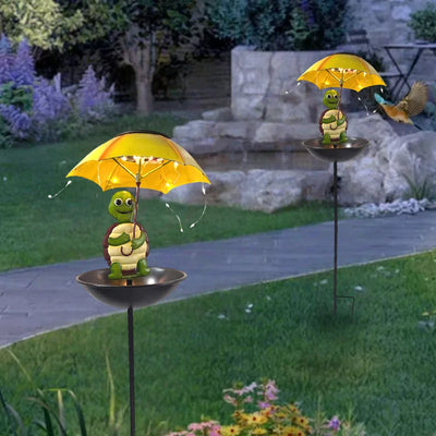 Statue Solaire Animaux Parapluie Lumineux avec Mangeoire