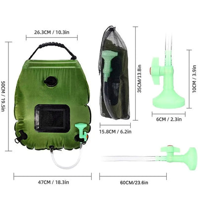 Sac de Douche Solaire 20L Camping Vert