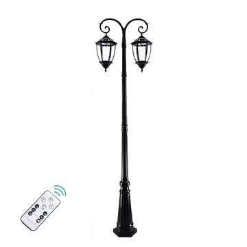 Réverbère Solaire Aluminium 2 Têtes Jardin