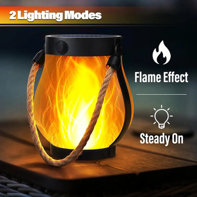 Lanterne Solaire Extérieure Effet Flamme 3D Suspendue