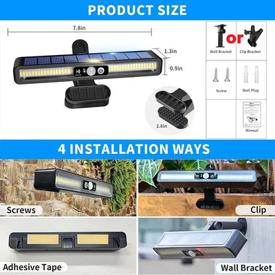 Lampe Clôture Solaire à Clip 36 LED Détecteur de Mouvement