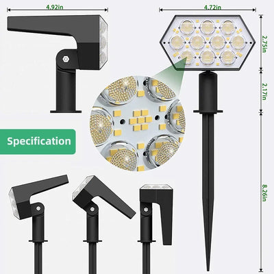 Spot Solaire Extérieur 92 LED 2 en 1 à Planter ou Fixer