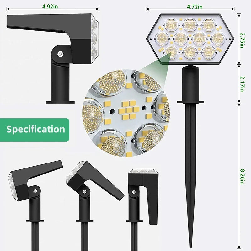 Spot Solaire Extérieur 92 LED 2 en 1 à Planter ou Fixer