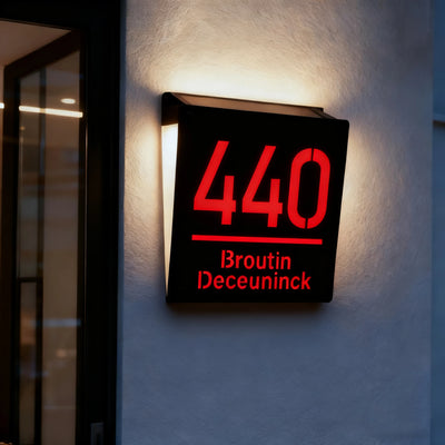 Plaque Numéro de Maison Solaire Découpe 3D Rétroéclairée 25 cm