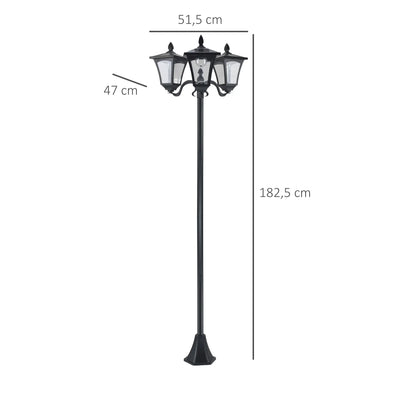 Lampadaire Solaire Extérieur Outsunny 3 Lanternes 1,82 m