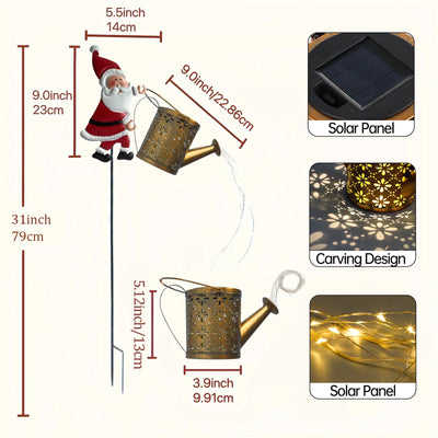 Lanterne Solaire Père Noël en Métal à Suspendre