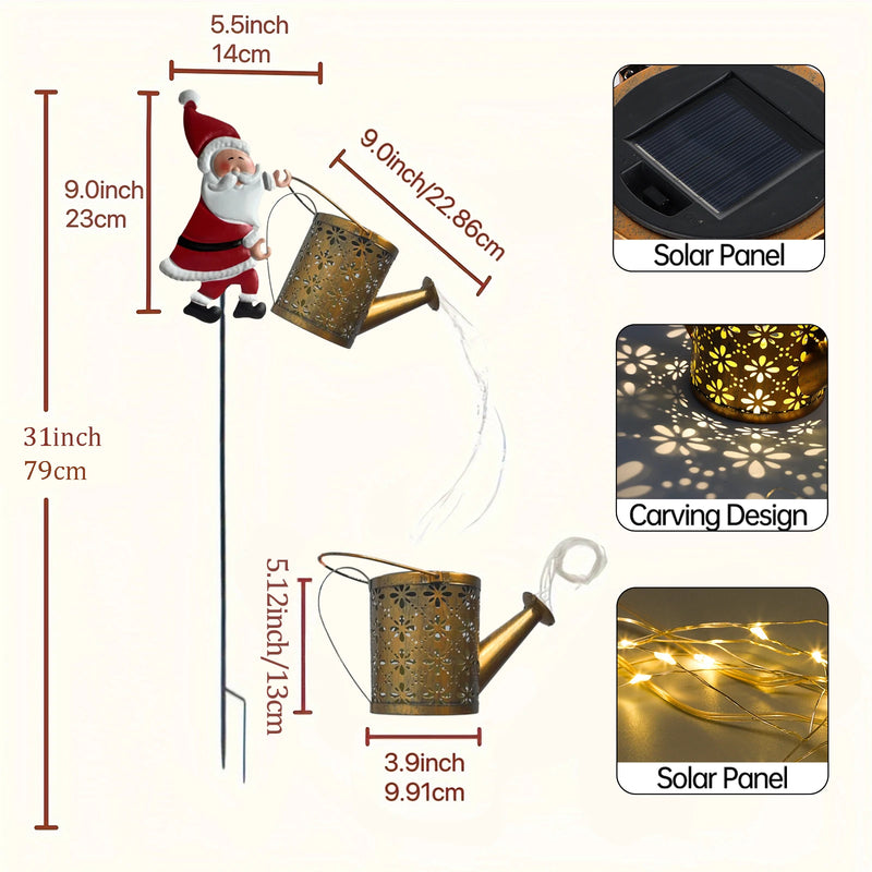 Lanterne Solaire Père Noël en Métal à Suspendre
