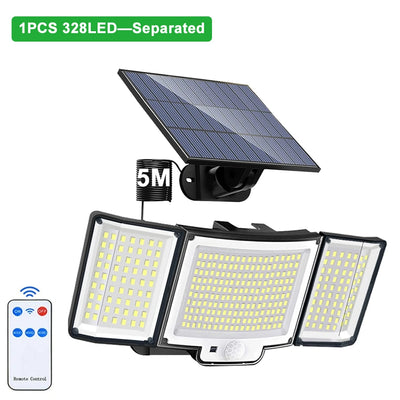 Projecteur Solaire 3 Têtes Détecteur Mouvement Étanche Jardin