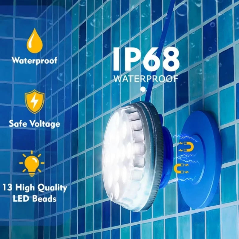Lampe Solaire Piscine Submersible RGB IP68 avec Télécommande