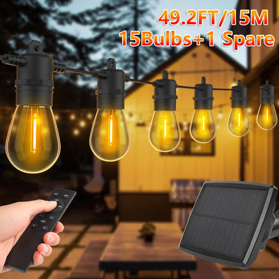 Guirlande Solaire LED S14 15m Étanche IP65 Jardin Mariage