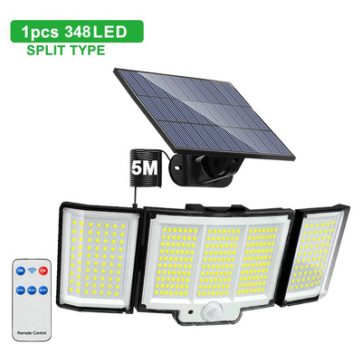 Projecteur Solaire Mural 348 LED Détecteur Mouvement Télécommande