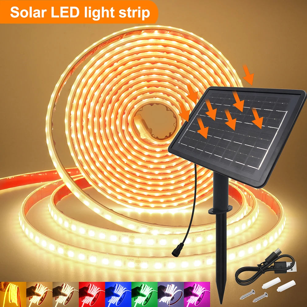 Ruban LED Solaire Étanche 8 Modes Multicolore