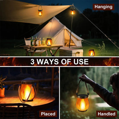 Lampe Torche Solaire 22 LED Flamme Vacillante Étanche Jardin