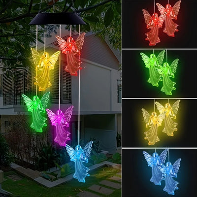 Carillon Solaire Ange Lumineux à Suspendre pour Jardin