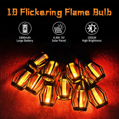 Guirlande Solaire Halloween 10 Ampoules Flamme Vacillante