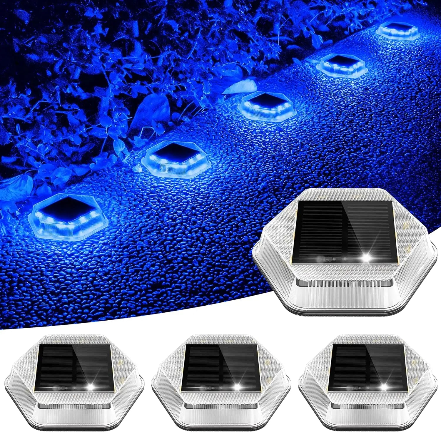 Spot Solaire Encastrable Extérieur IP65 Bleu Lot de 4