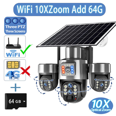 Caméra de Surveillance Solaire V380 Pro 4G 20MP 4 Objectifs
