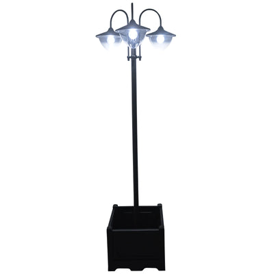 Lampadaire Solaire Outsunny 3 Têtes 189 cm avec Jardinière