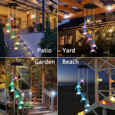 Carillon Solaire Colibri Lumineux Étanche pour Jardin