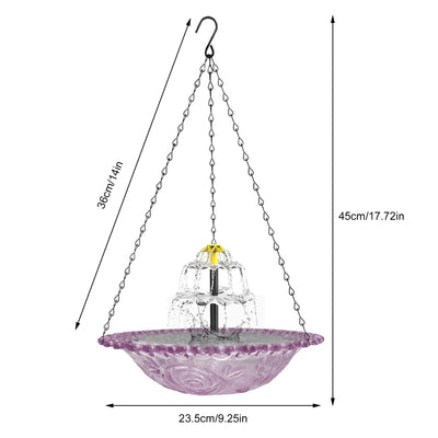 Bain d'Oiseaux Solaire Cascade avec Bol en Verre et Mangeoire