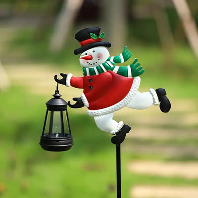 Lampe Solaire Bonhomme de Neige LED pour Cour et Pelouse